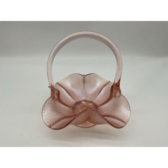 Fenton USA Velva Rose Iridescent Stretch Glass 75th Anniv. Cloverleaf Basket - Picture 10 of 15